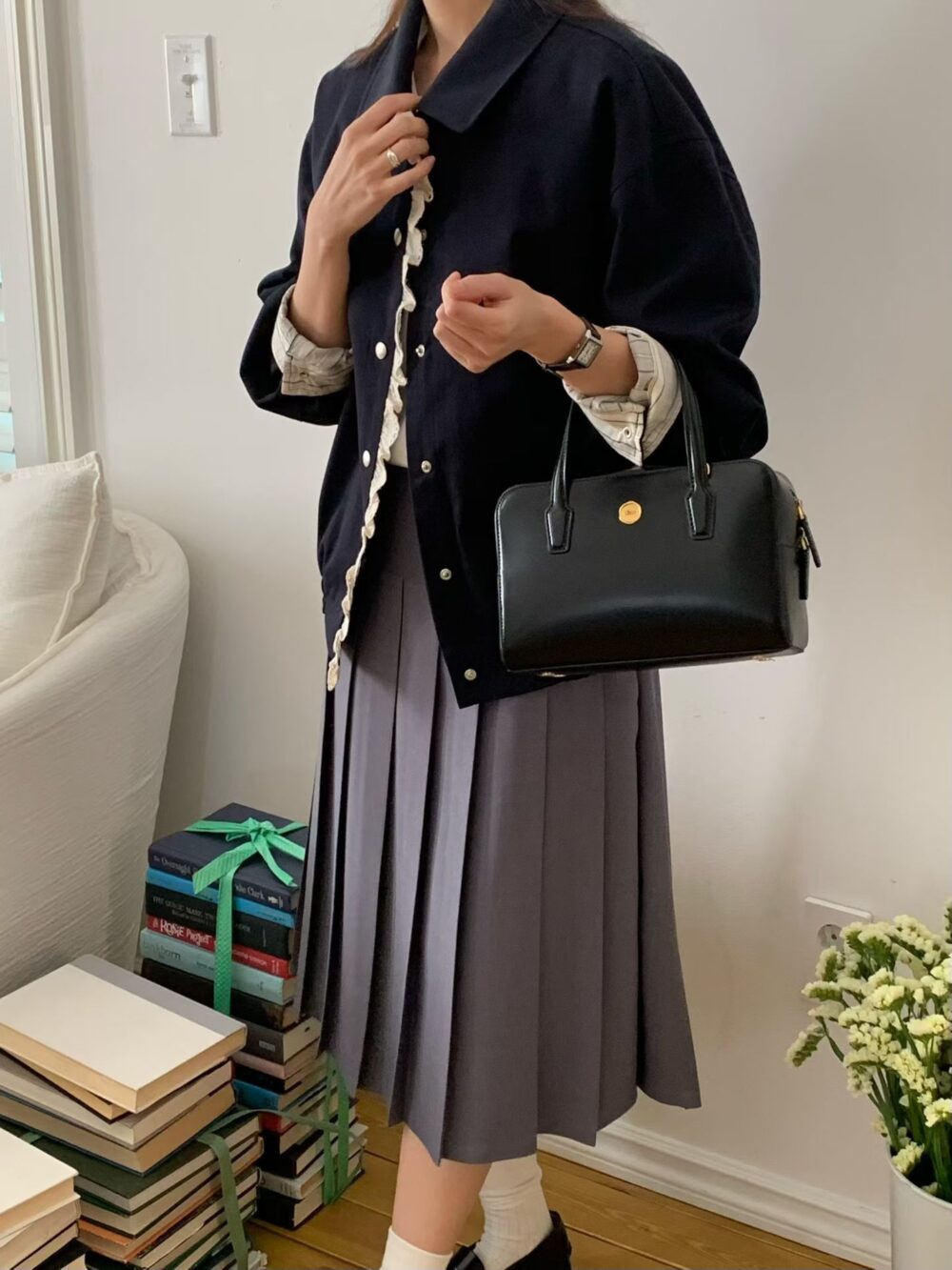 Leonie 牛皮波士頓手提包（可肩背）