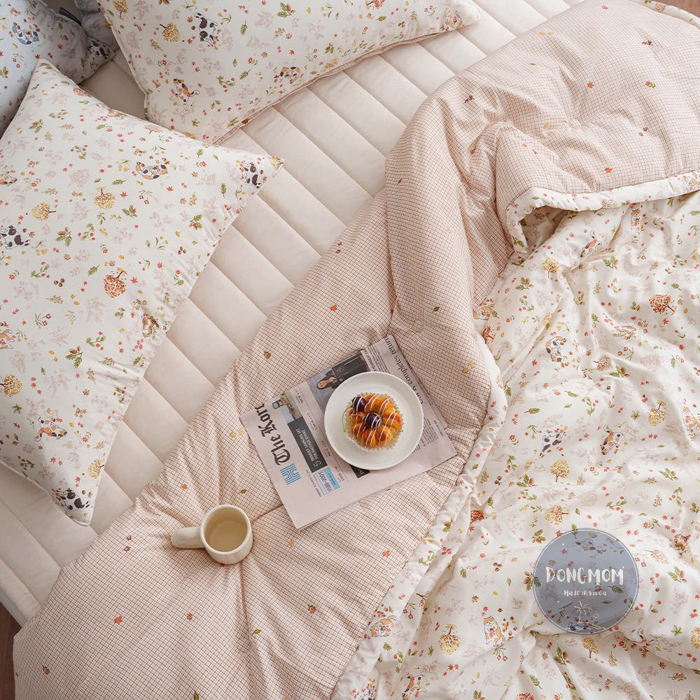 韓國棉被 可愛貓咪花花天絲四季被/冬被