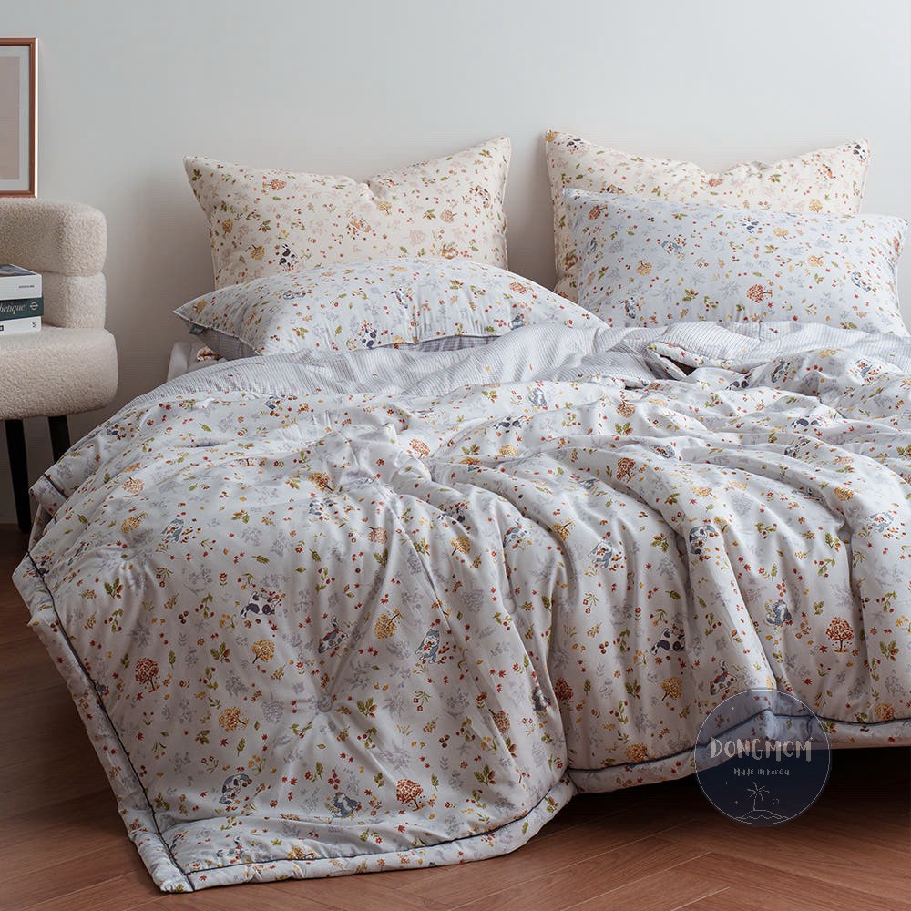 韓國棉被 可愛貓咪花花天絲四季被/冬被