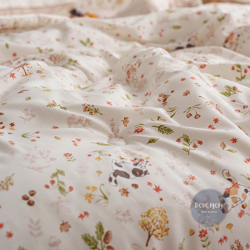 韓國棉被 可愛貓咪花花天絲四季被/冬被