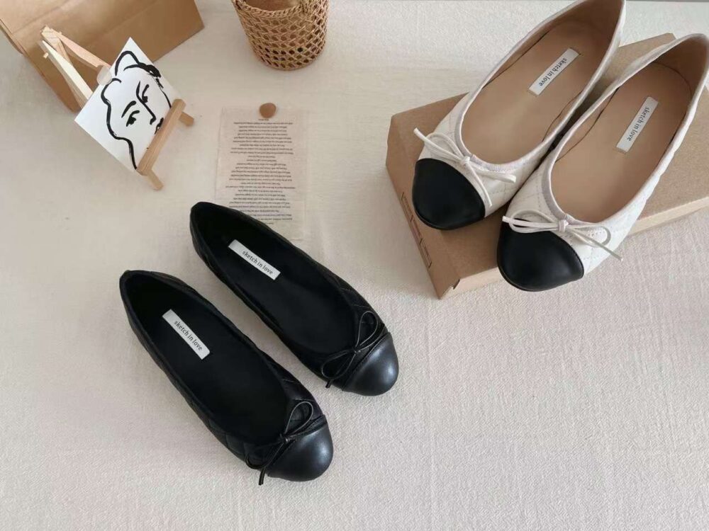 蝴蝶結菱格紋平底娃娃鞋 親子鞋