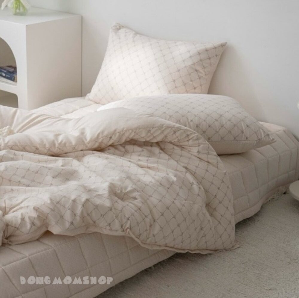韓國棉被 蝴蝶結格紋四季厚被