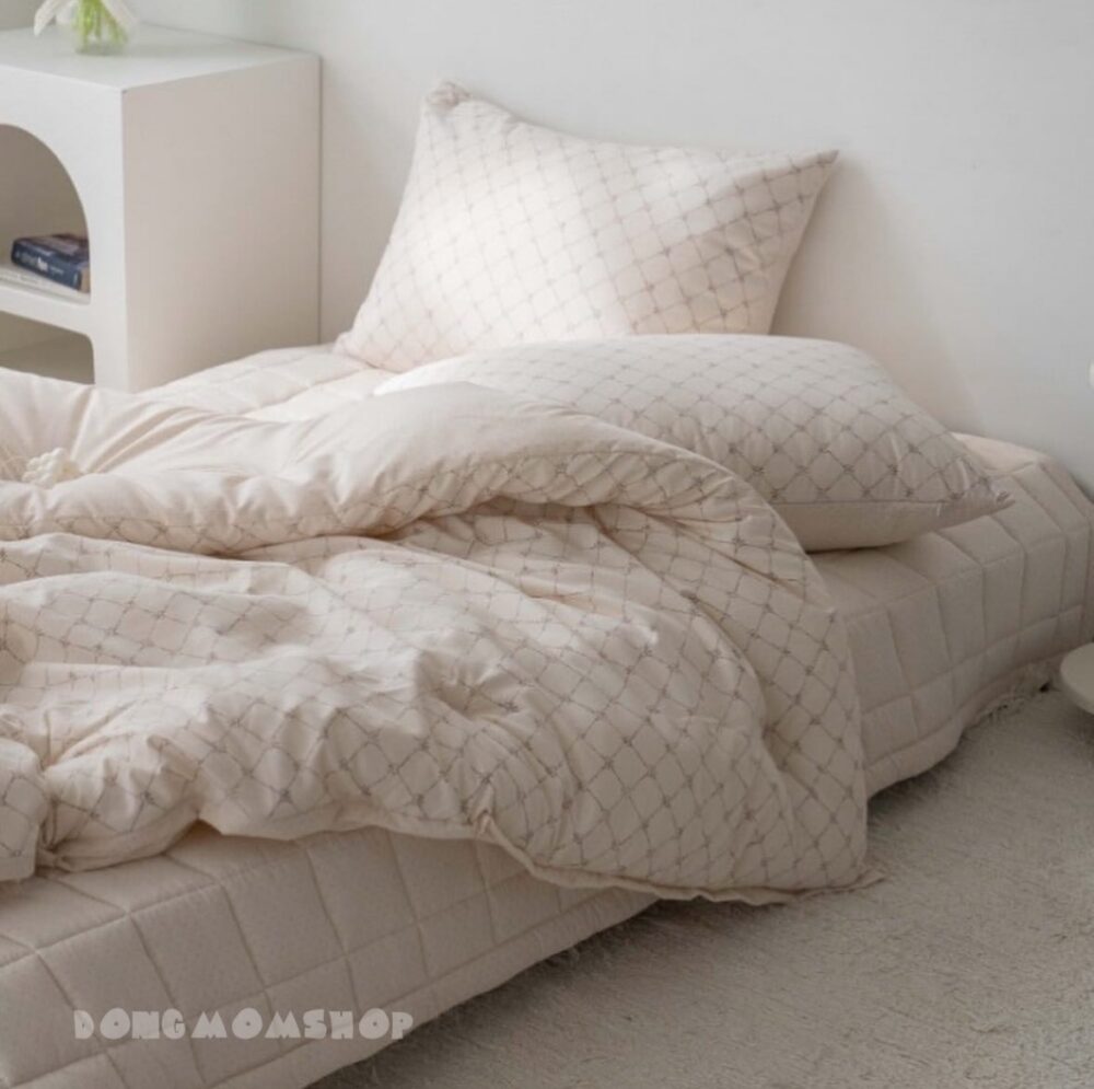 韓國棉被 蝴蝶結格紋四季厚被