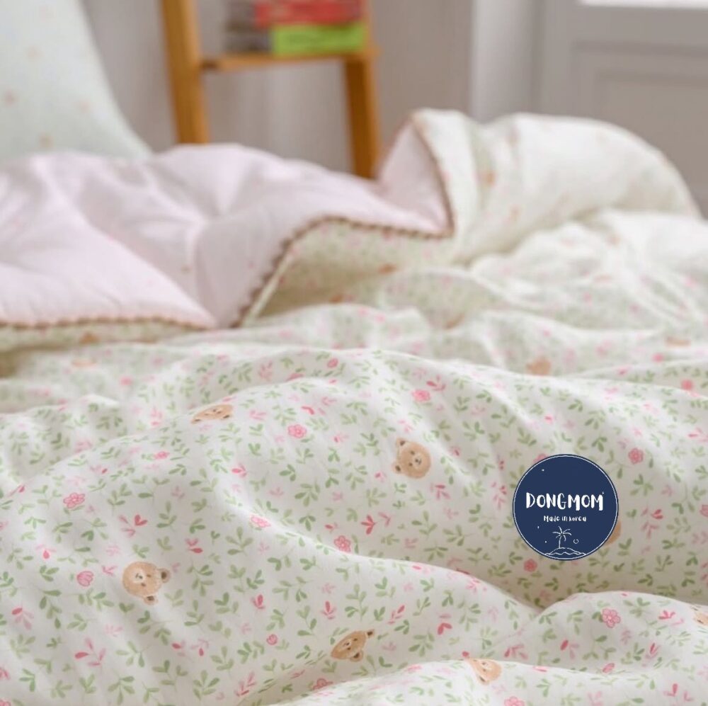 韓國棉被 韓式碎花熊熊天絲四季被