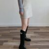 韓國女鞋 秋冬款鎖扣長筒靴