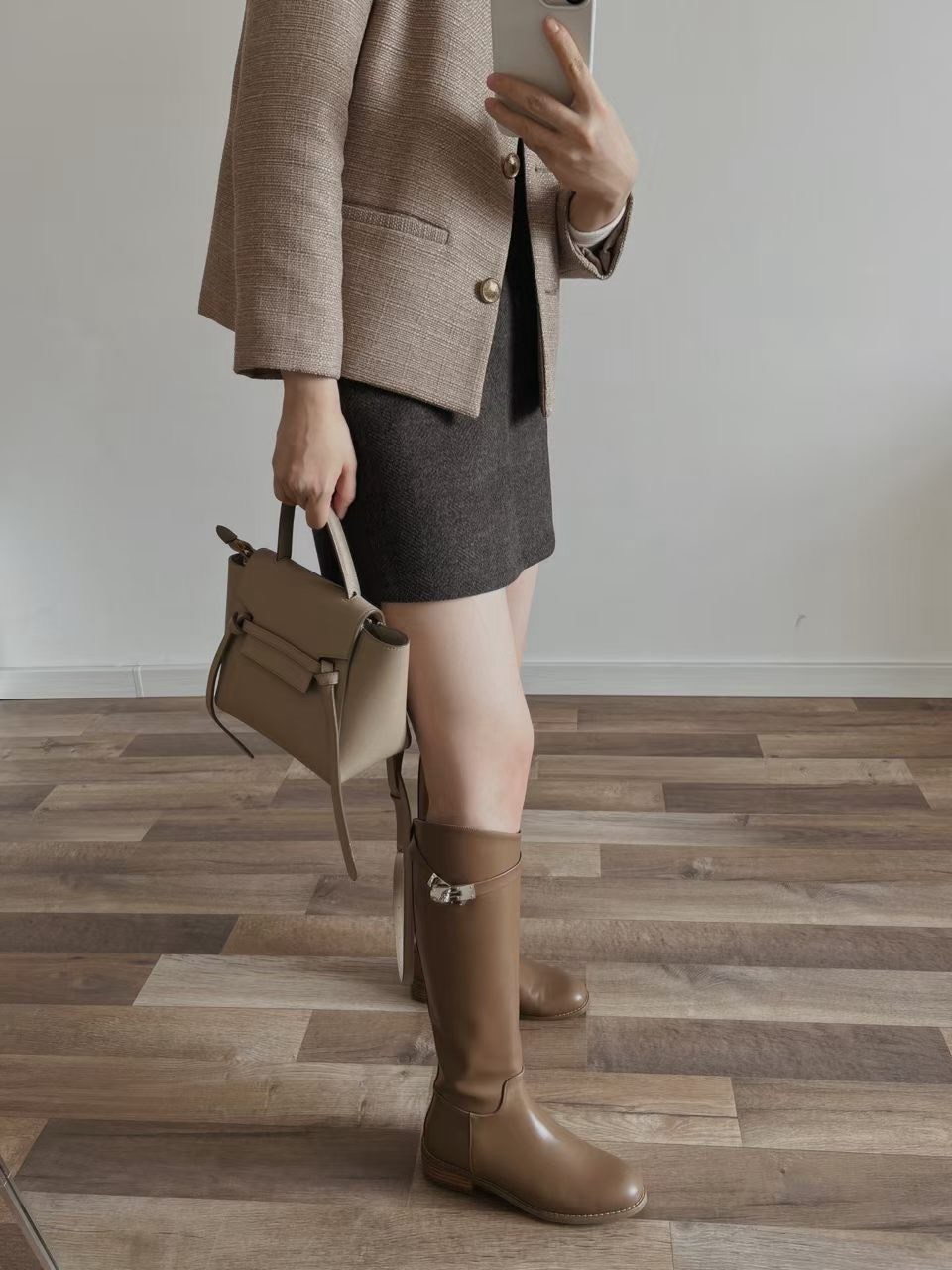 韓國女鞋 秋冬款鎖扣長筒靴