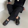 厚底亮皮穆勒拖鞋