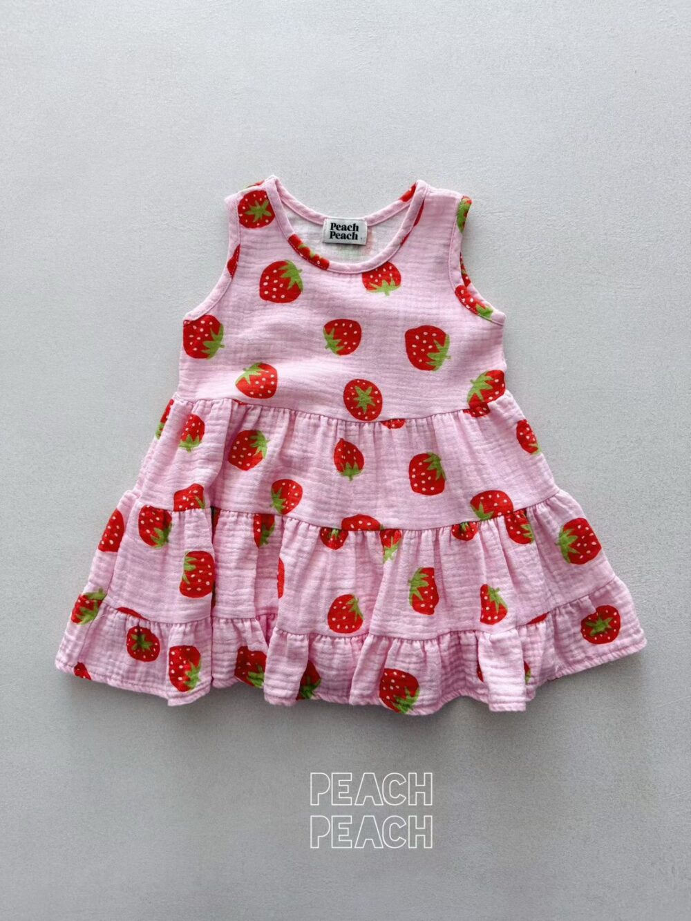 peachpeach 春夏草莓蛋糕裙無袖洋裝