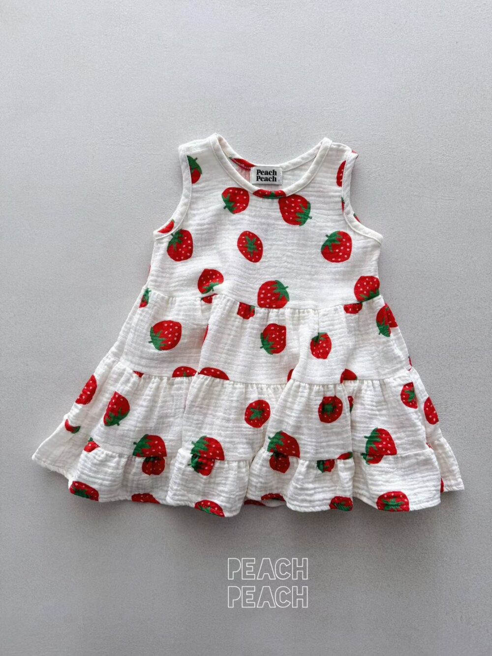 peachpeach 春夏草莓蛋糕裙無袖洋裝