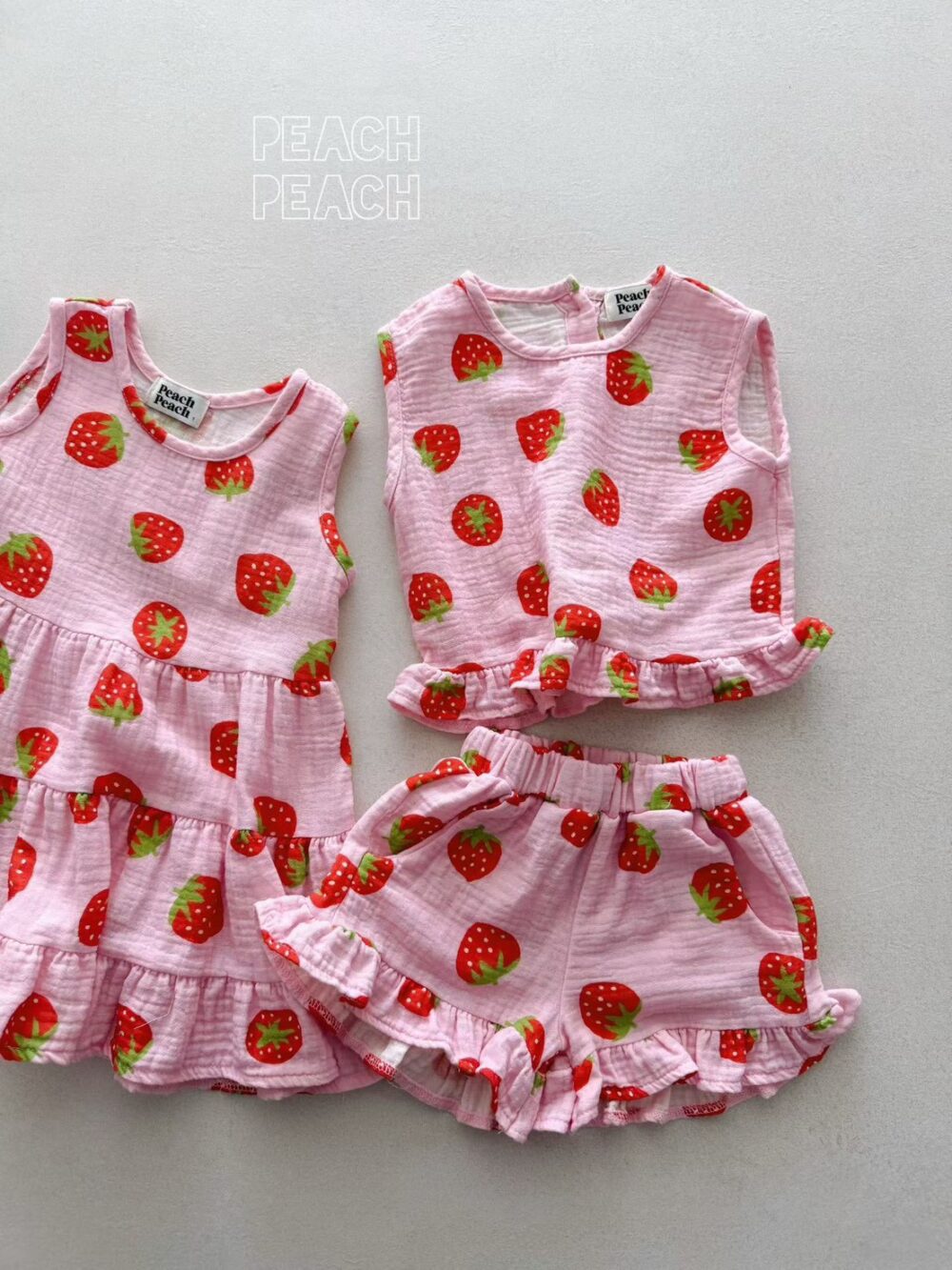 peachpeach 春夏草莓蛋糕裙無袖洋裝