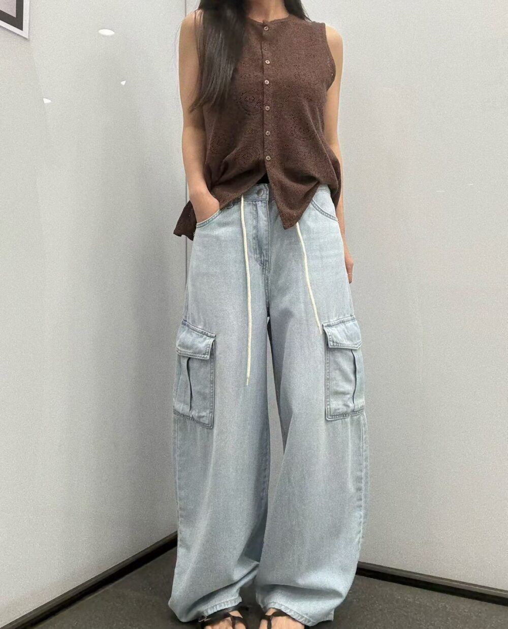 LINE_ALBUM_202646_260531_4 韓國女裝 工裝牛仔寬褲 #1255