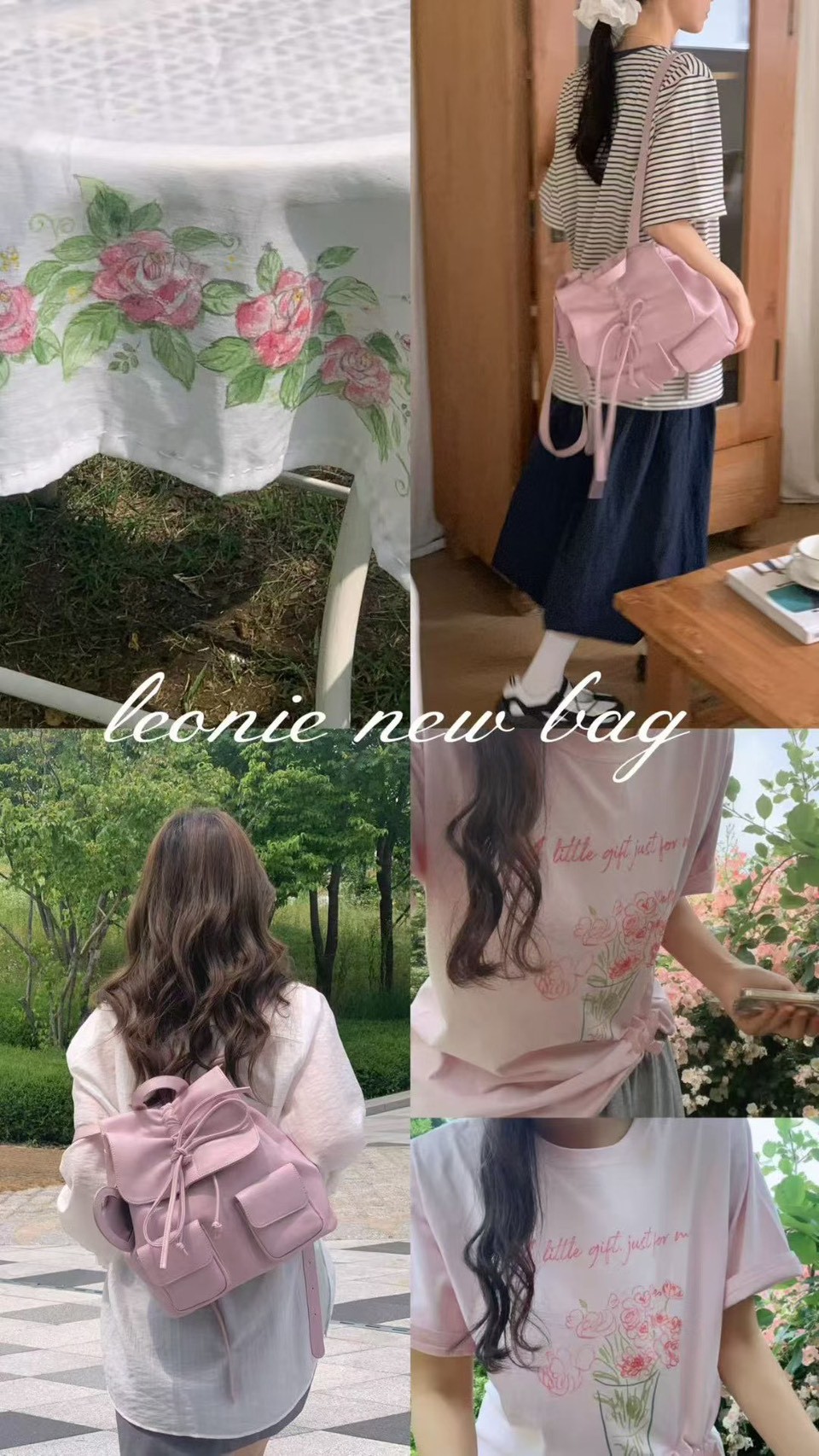 Leonie 蝴蝶結牛皮後背包