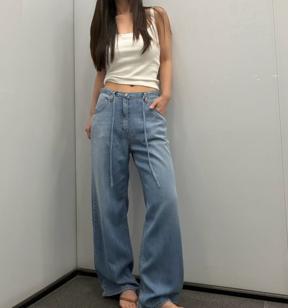 LINE_ALBUM_202646_260601_6 韓國女裝 中腰綁帶直筒牛仔褲 #1257