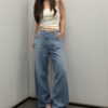 LINE_ALBUM_202646_260601_6 韓國女裝 中腰綁帶直筒牛仔褲 #1257