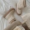 金色LOGO羽絨鋪棉保暖雪靴/短筒靴