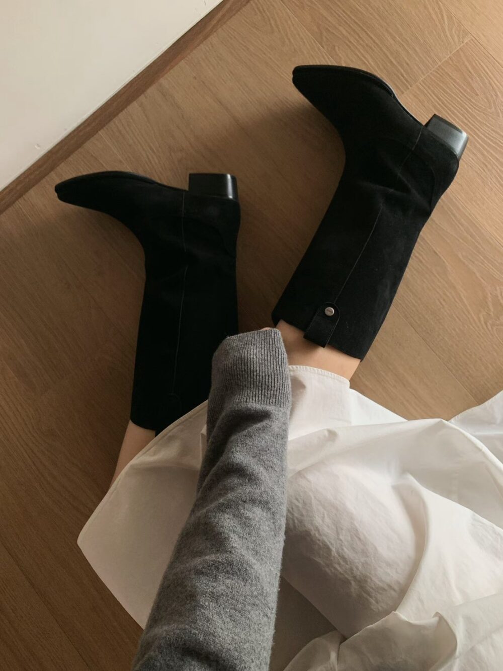 韓國女鞋 復古西部風麂皮長筒靴