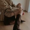韓國女鞋 復古西部風麂皮長筒靴