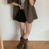 韓國女鞋 復古標誌兩用腰帶靴子