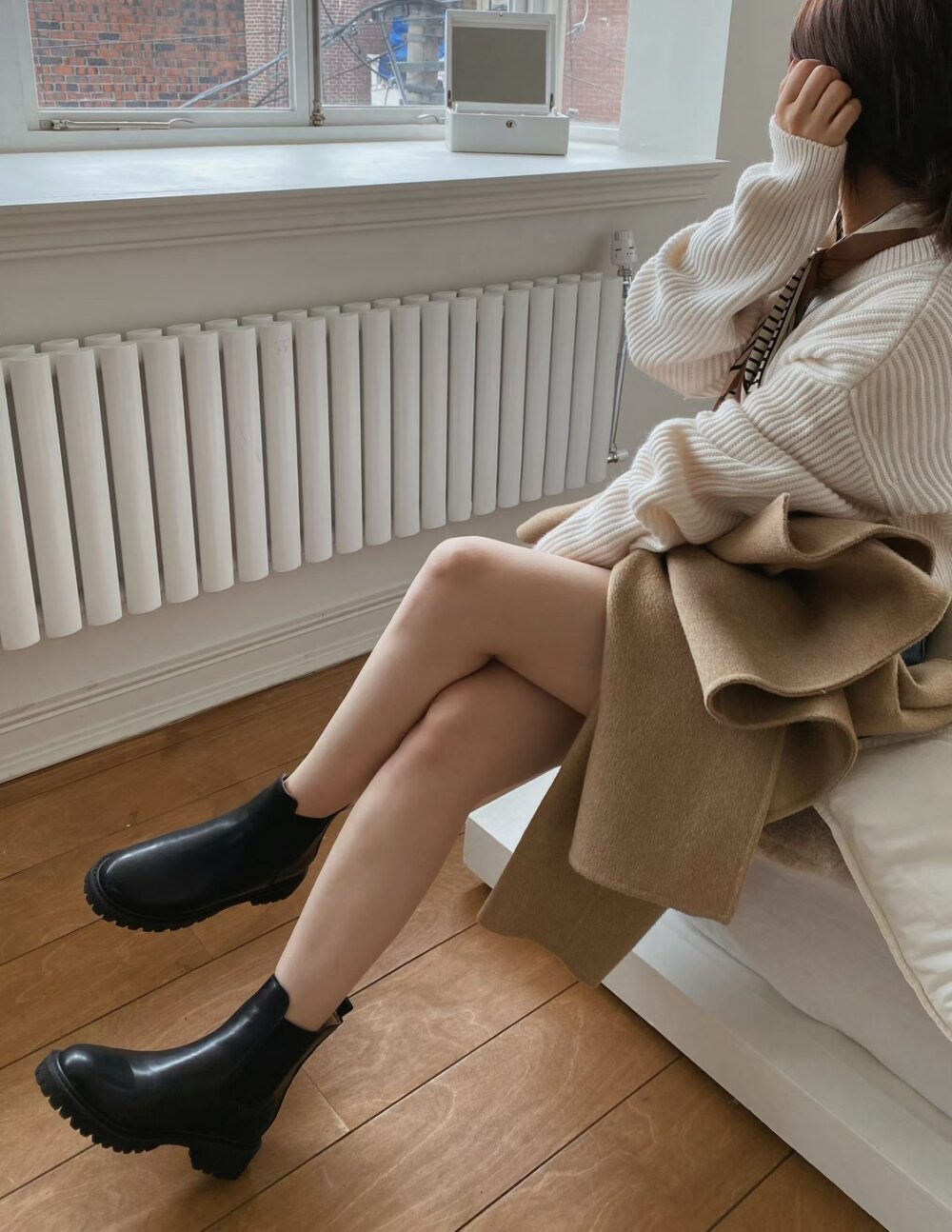 韓國女鞋 秋冬款真皮短筒靴