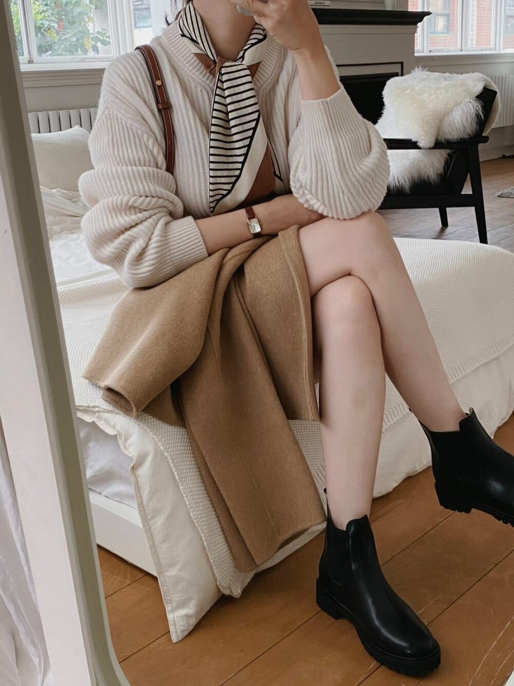 韓國女鞋 秋冬款真皮短筒靴