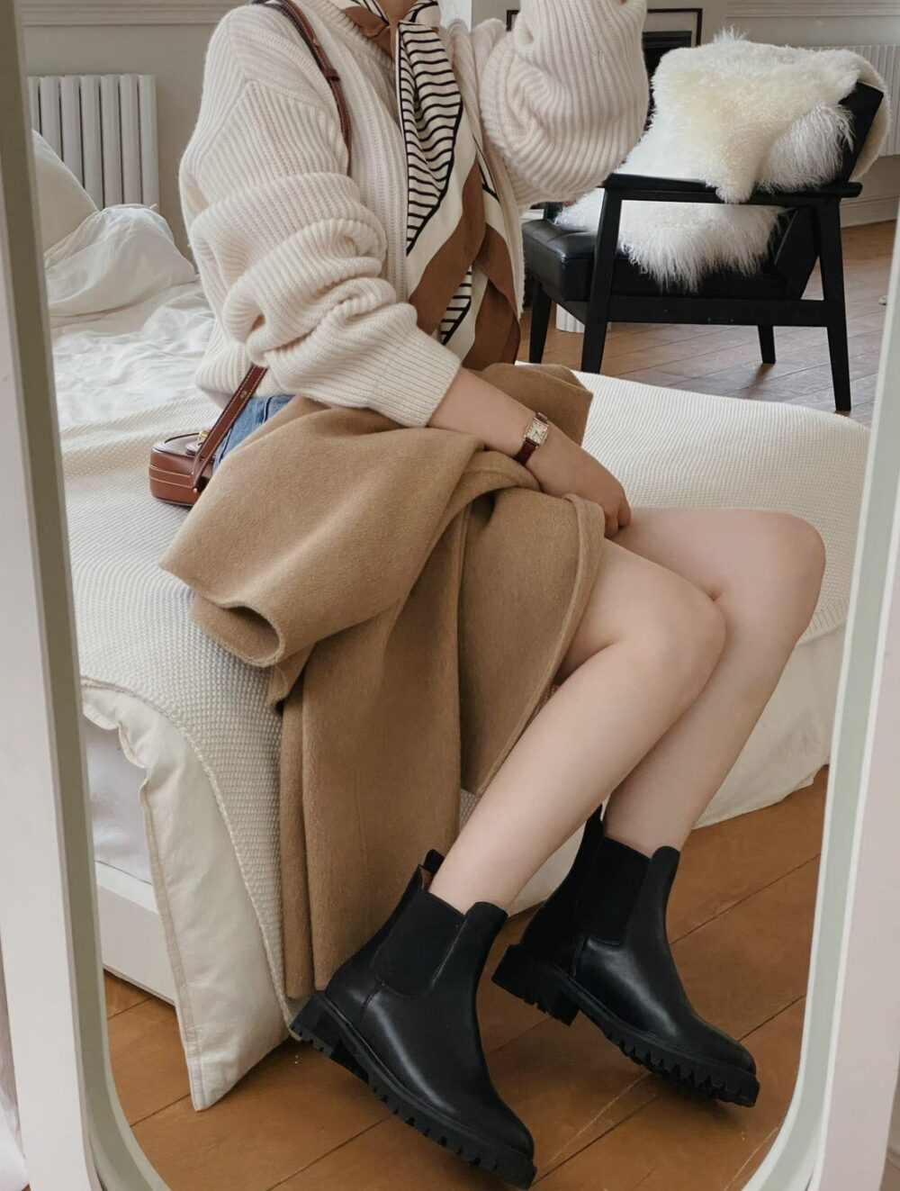 韓國女鞋 秋冬款真皮短筒靴