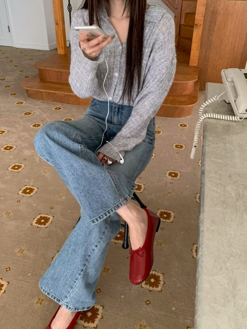 韓國女鞋 蝴蝶結平底包鞋