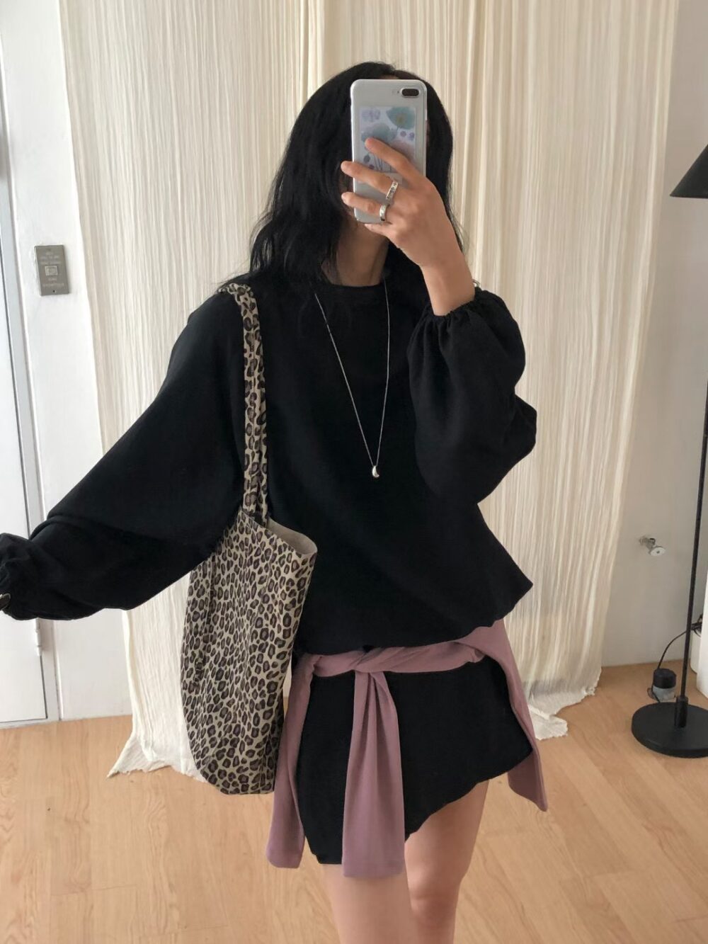 LEONIE 牛皮豹紋托特包