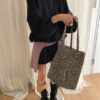 LEONIE 牛皮豹紋托特包