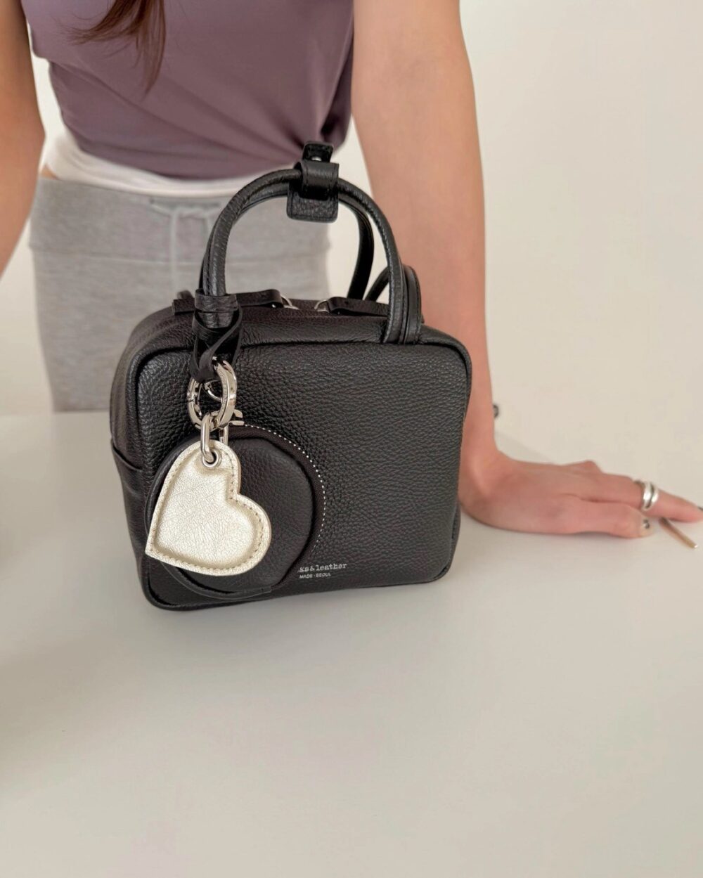 bucks&leather 正方形簡約保齡球迷你包