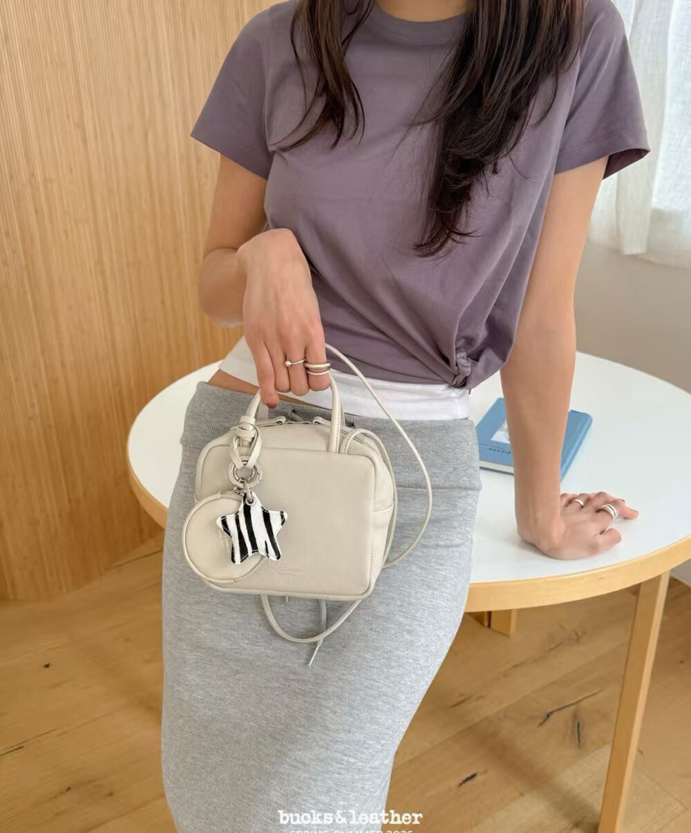 bucks&leather 正方形簡約保齡球迷你包