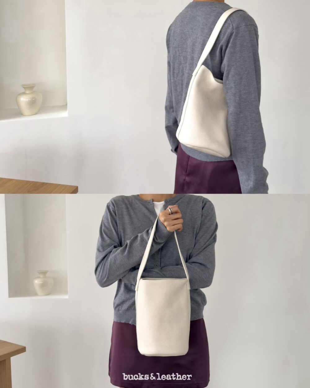 bucks&leather 寬肩帶水桶包