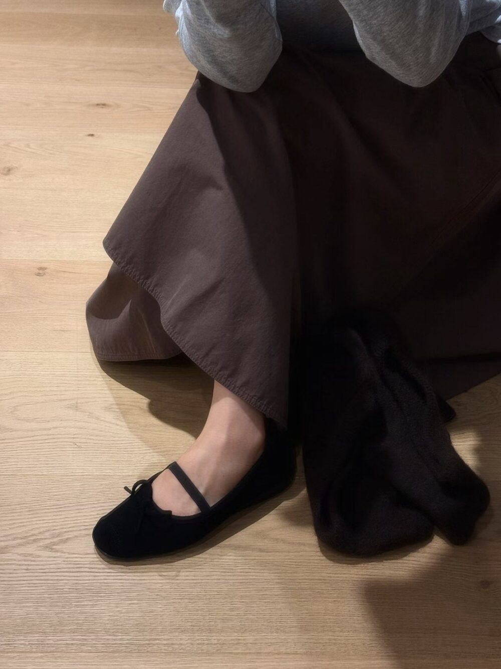 韓國女鞋 秋冬蝴蝶結麂皮平底鞋