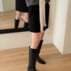 韓國女鞋 樂福鞋設計長筒靴
