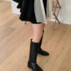 韓國女鞋 樂福鞋設計長筒靴