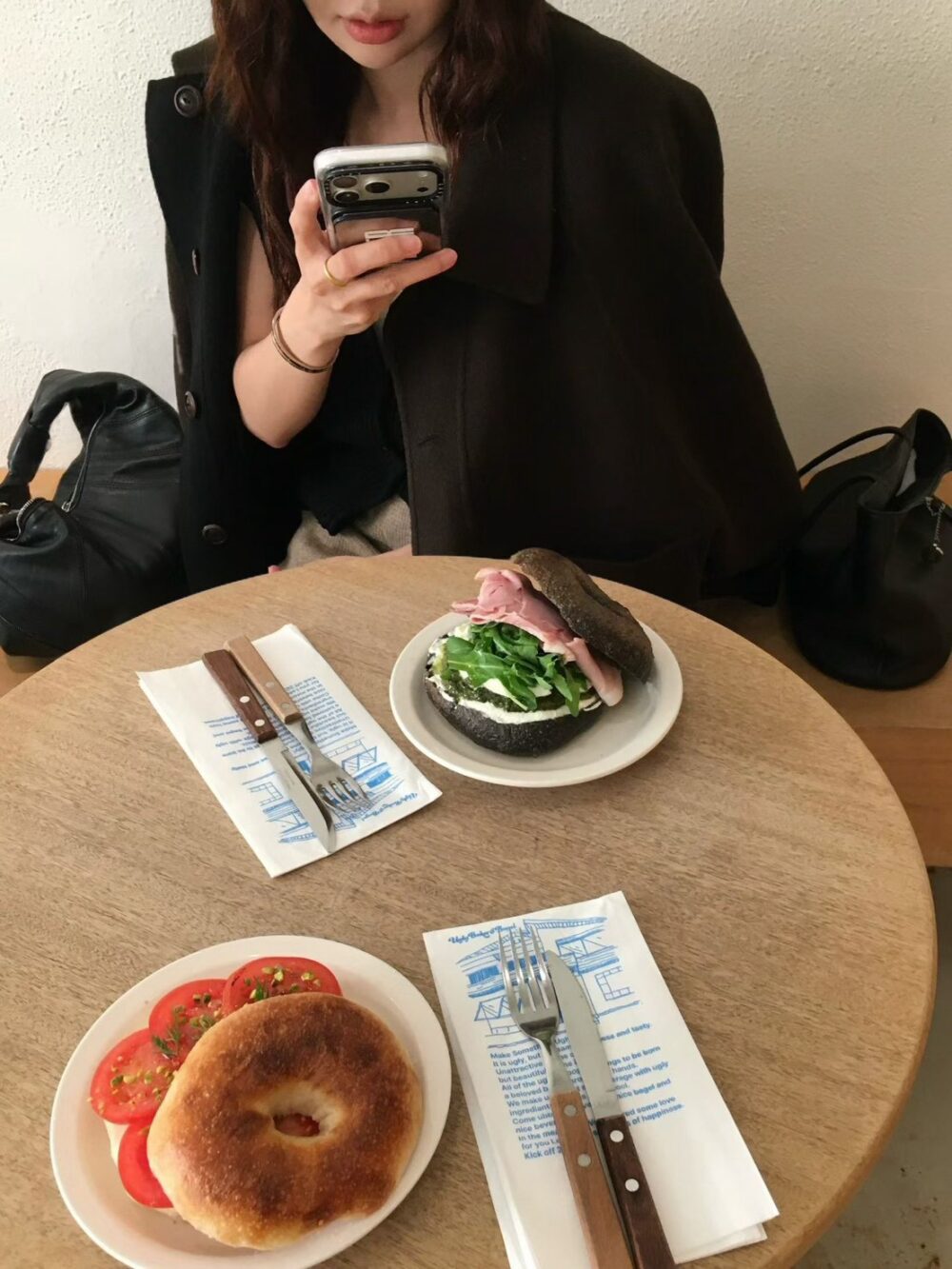 韓國女裝 雙面手工羊毛大衣外套