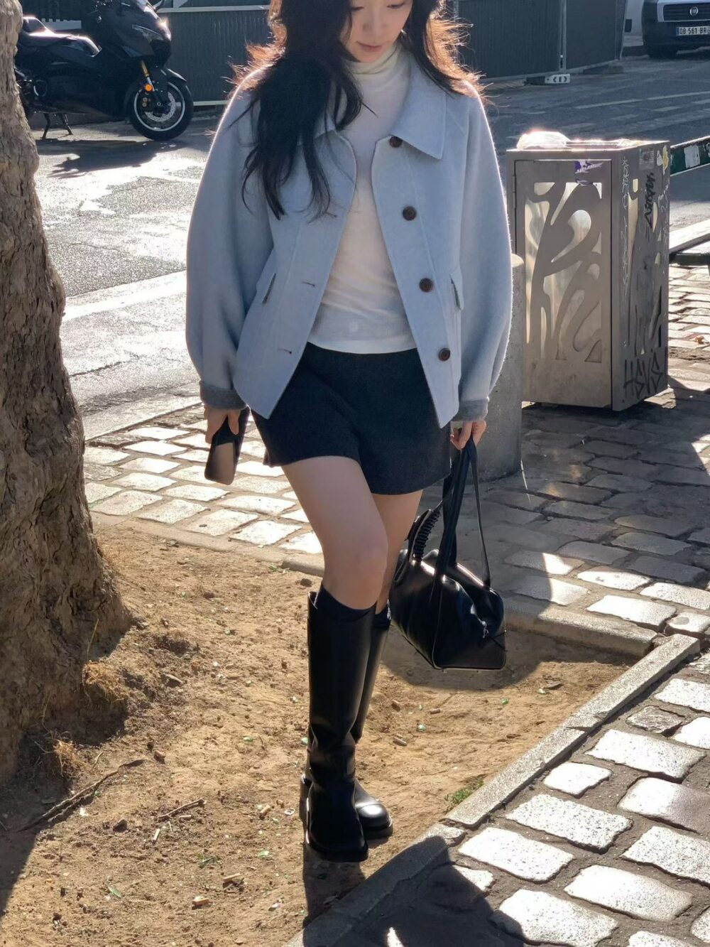 韓國女裝 雙面手工羊毛大衣外套