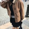韓國女裝 雙面手工羊毛大衣外套