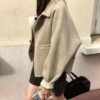 韓國女裝 雙面手工羊毛大衣外套