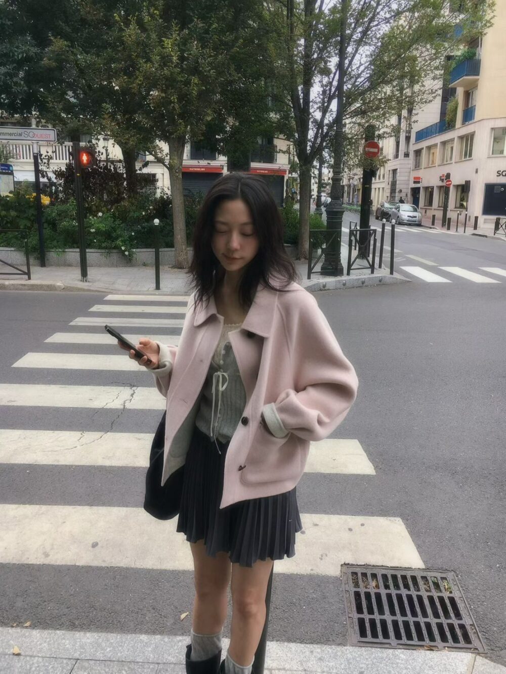 韓國女裝 雙面手工羊毛大衣外套
