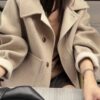 韓國女裝 雙面手工羊毛大衣外套