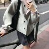韓國女裝 雙面手工羊毛大衣外套