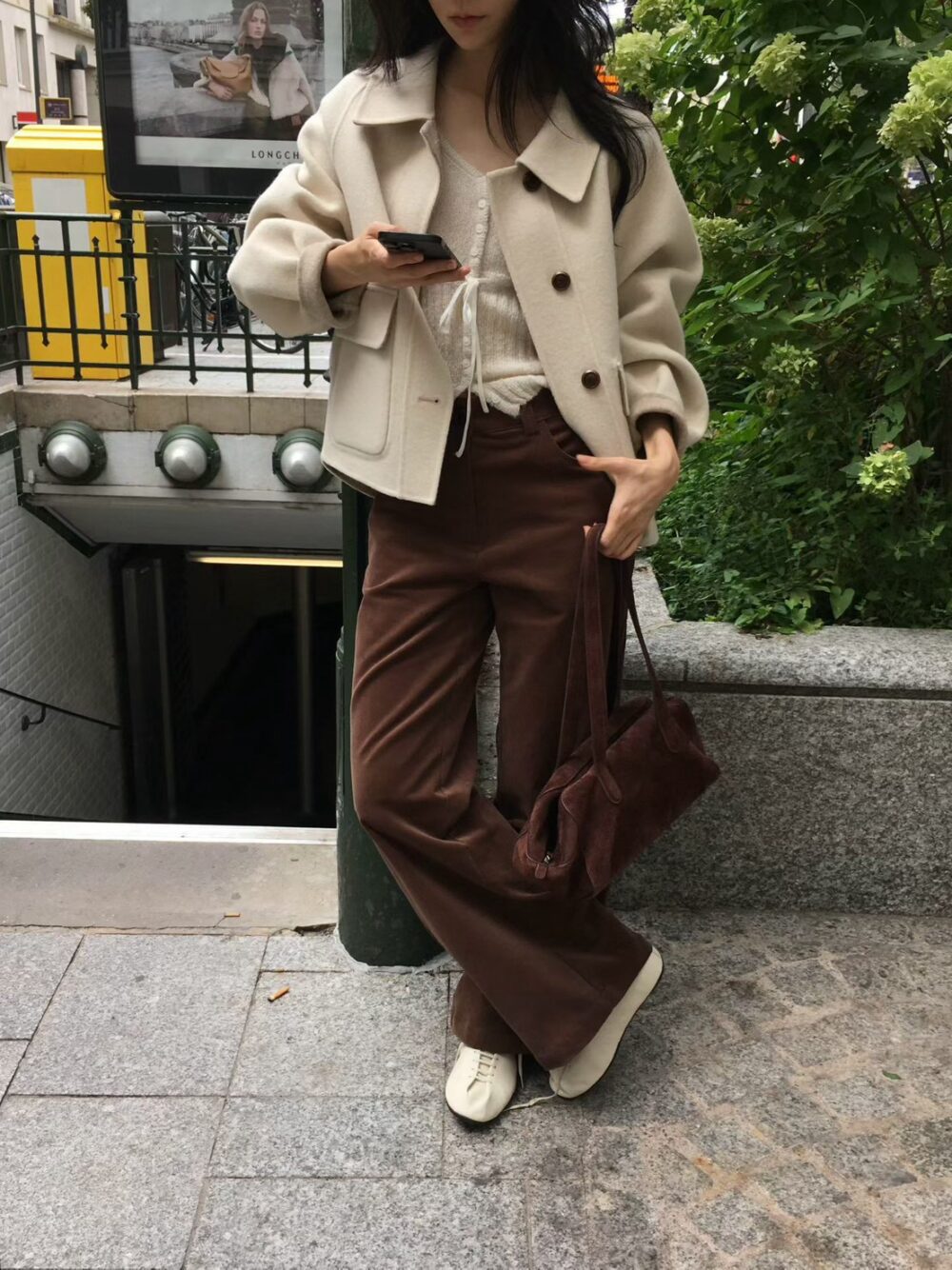 韓國女裝 雙面手工羊毛大衣外套