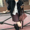 韓國女裝 雙面手工羊毛大衣外套