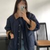 韓國女裝 雙面拼接绗縫保暖外套