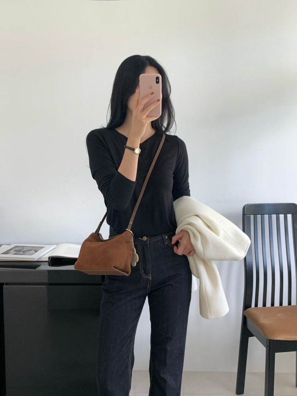 🍂 翻蓋麂皮肩背包