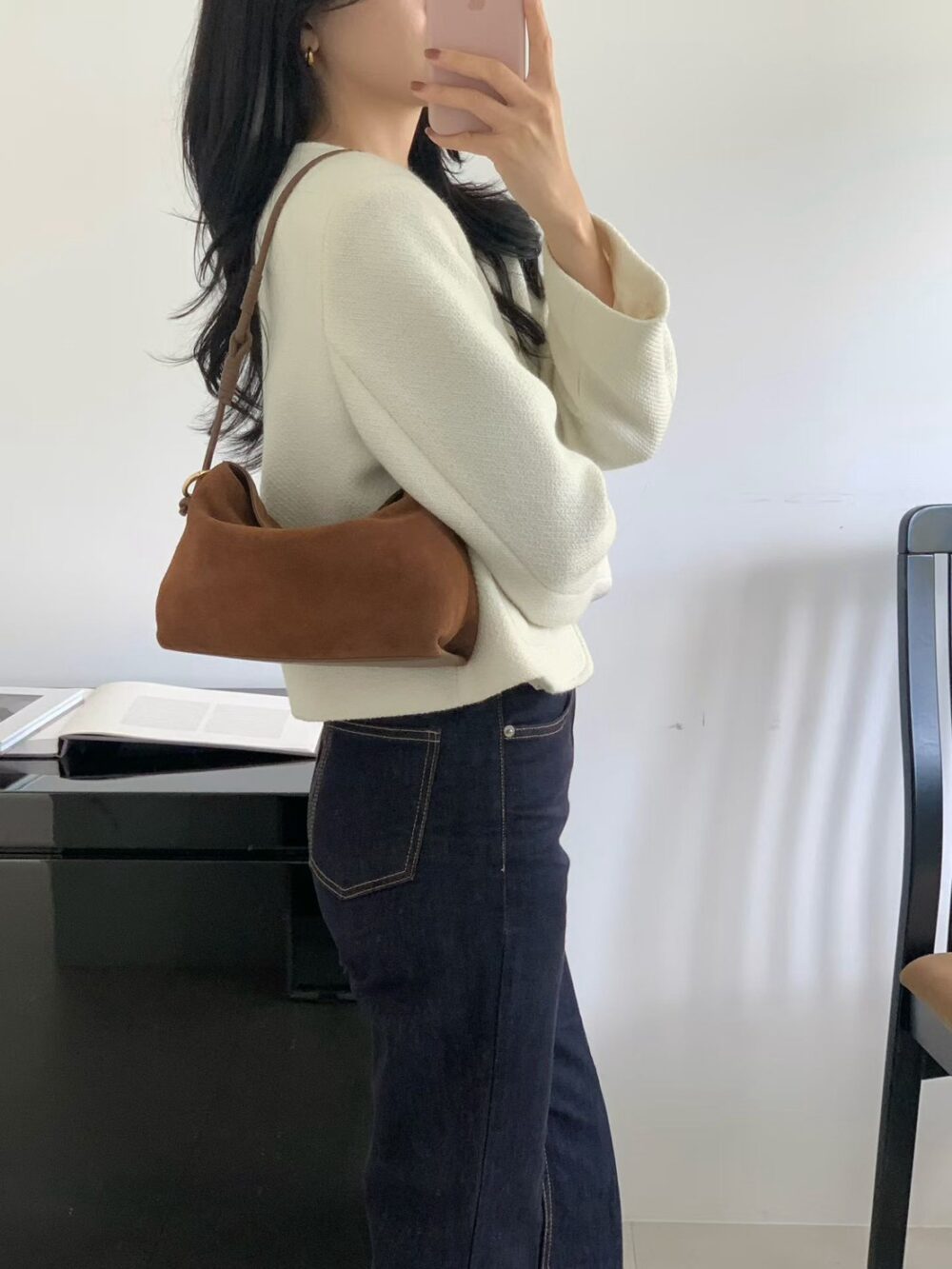 🍂 翻蓋麂皮肩背包