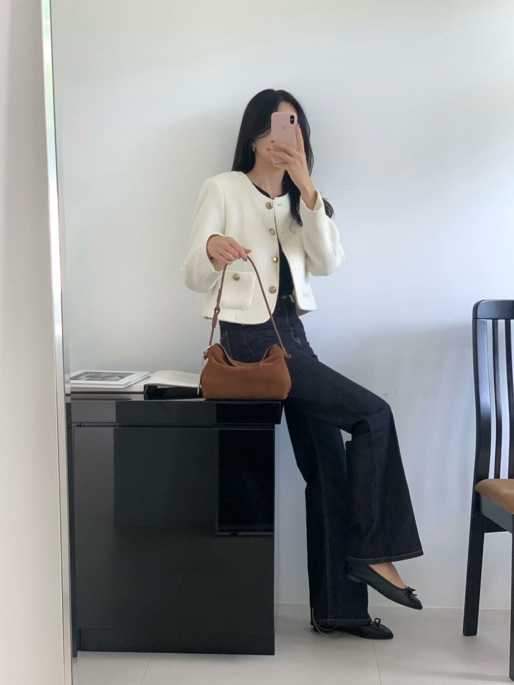 🍂 翻蓋麂皮肩背包