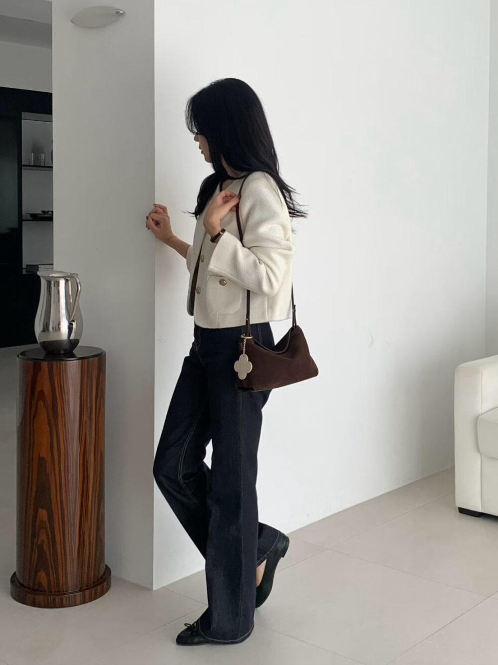 🍂 翻蓋麂皮肩背包