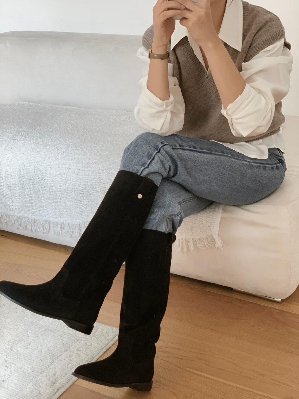 韓國女鞋 秋冬麂皮長筒靴/中筒靴