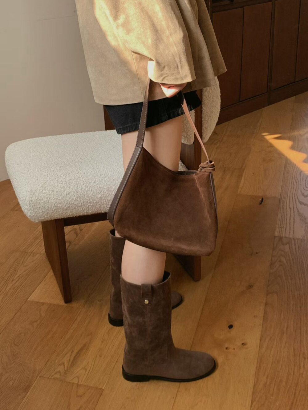 韓國女鞋 秋冬麂皮長筒靴/中筒靴